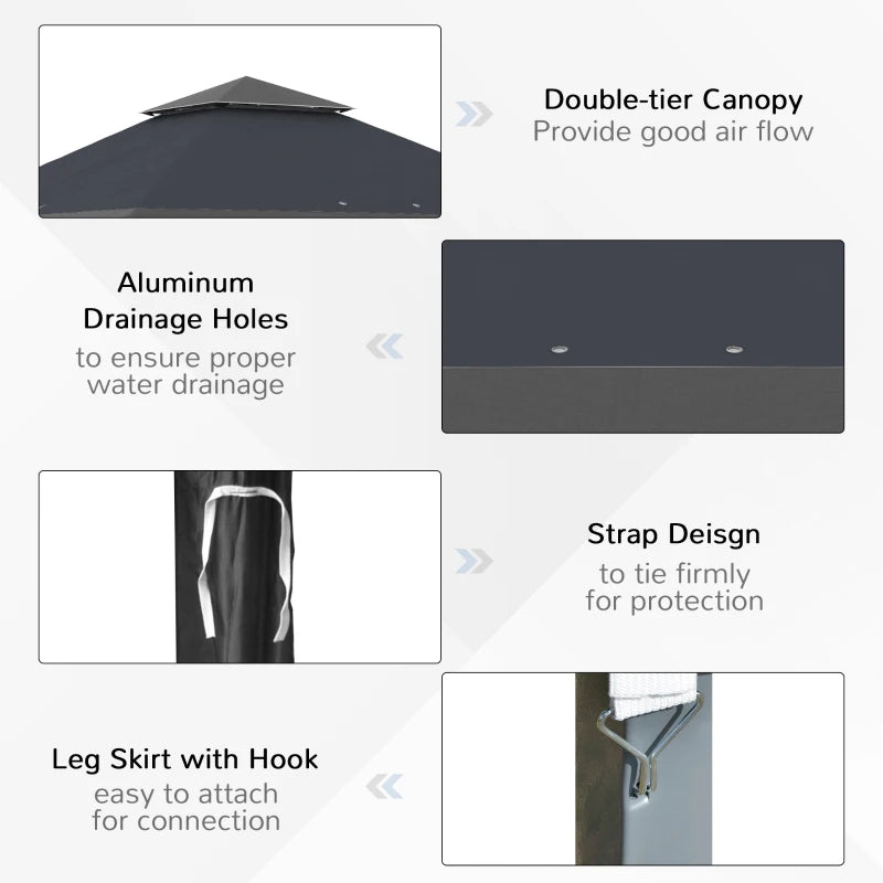 4m x 4m Pop-up Gazebo Double Roof Canopy with UV Proof, Roller Bag & Adjustable Legs