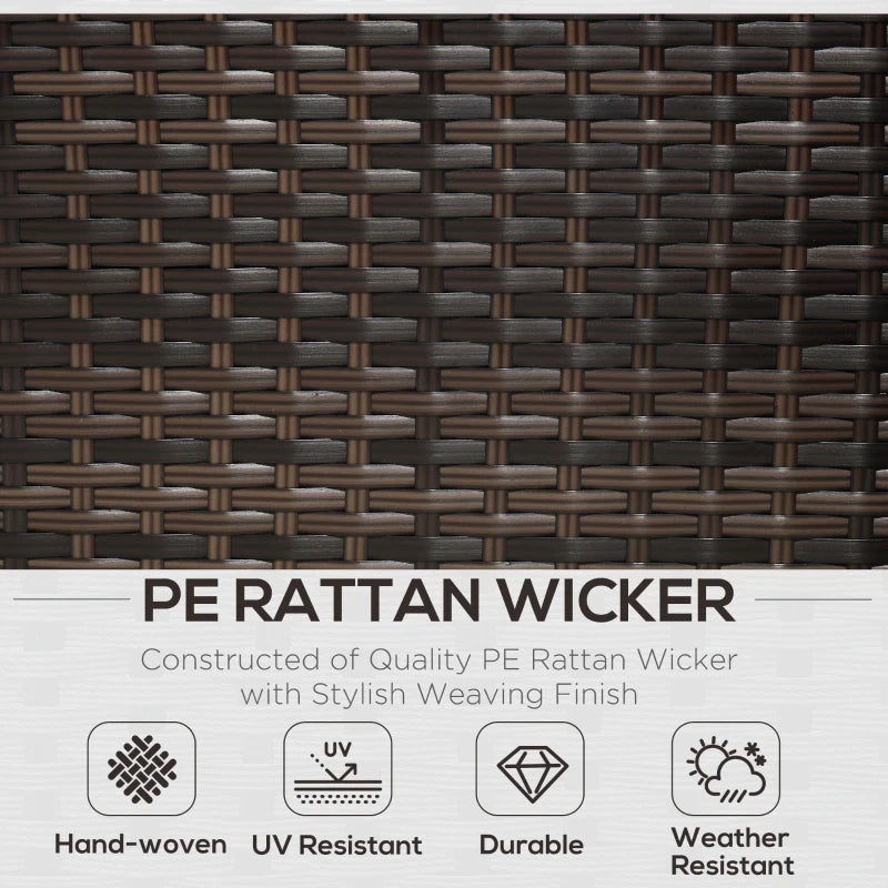 3 piece Rattan Furniture Set - 4 Seater Wicker Sofa With Cream Cushions and Footstall