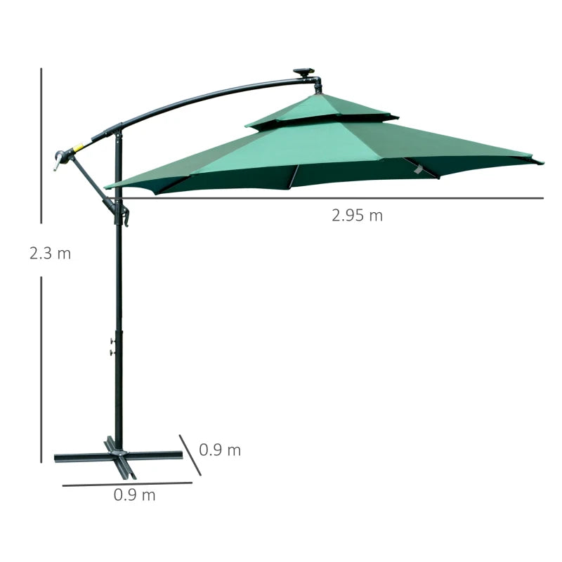Green 2.3H x 3m Hanging Umbrella with Double Roof