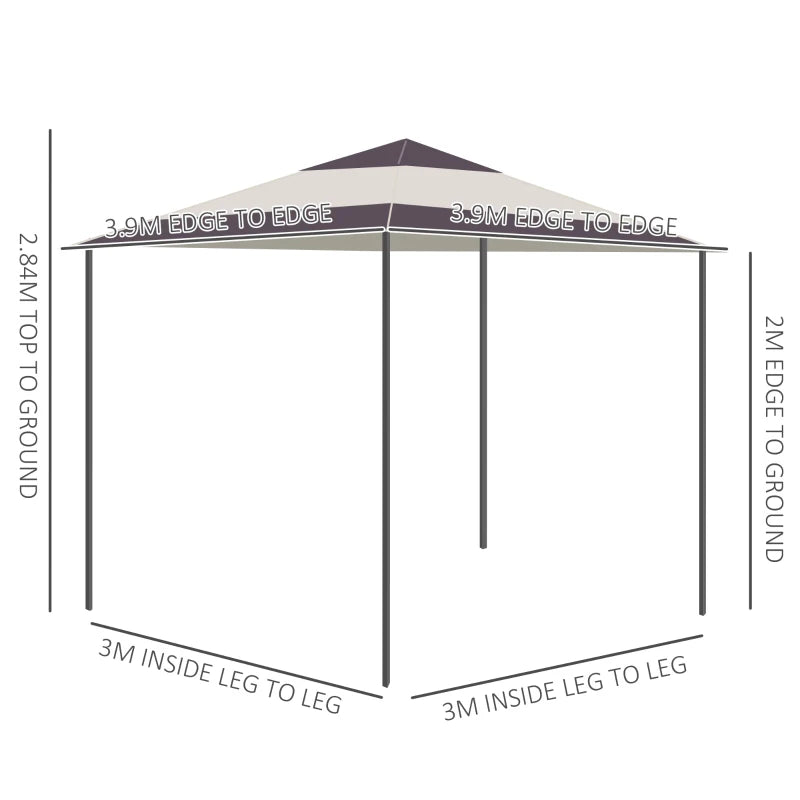 Brown 4m x 4m Pop-up Gazebo with Roller Bag & Adjustable Legs