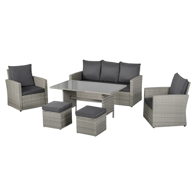 Mixed Grey Rattan Dining Set With 3 Seater Sofa