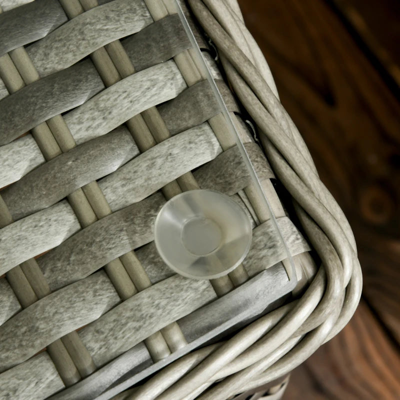 Curved Rattan Bistro Set | 2 Armchairs & Table With Cushions & Glass Tabletop