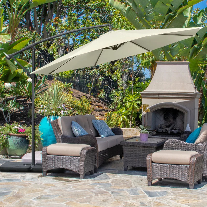 3m Beige Banana Parasol With Adjustable Crank Handle