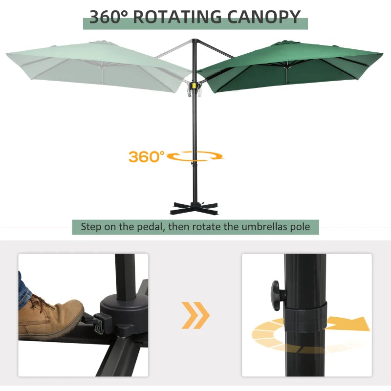 Green Square Parasol With 360° Rotation