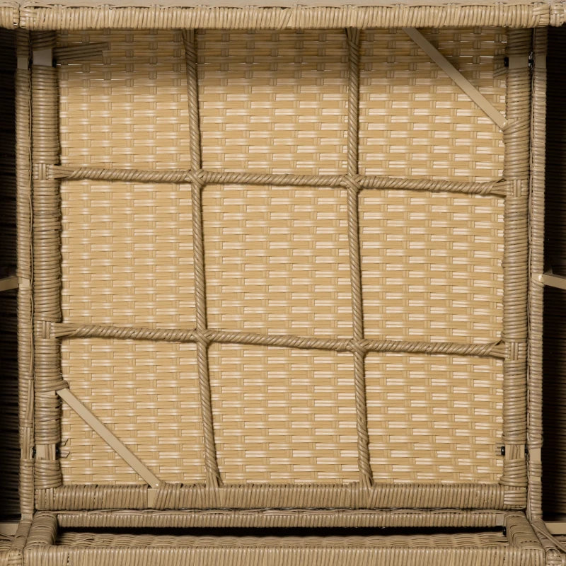 Light Brown 4 Piece Rattan Furniture Set With Adjustable Table & Thick Cushions