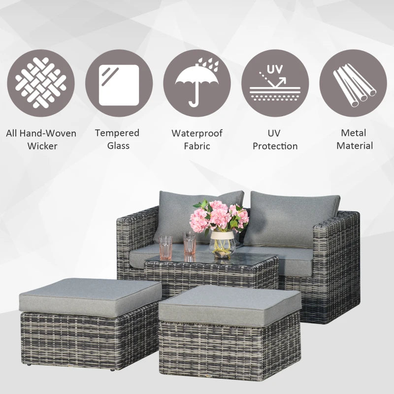 Mixed Grey Chaise Lounge Double Sofa Bed With Coffee Table & Footstool