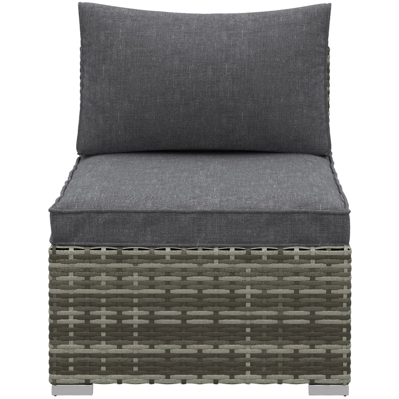 Grey Rattan Armless Chair with Adjustable Footpads and Back Support