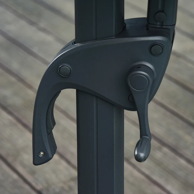 3m x 2.45m Beige Adjustable Cantilever Parasol With LED Lights