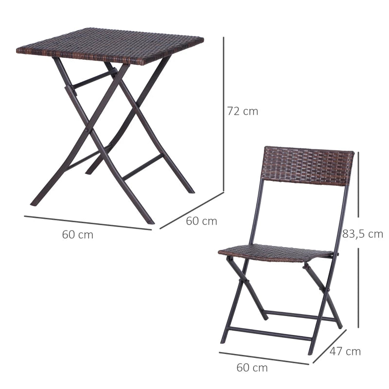 2-Seater Rattan Bistro Set With 1 table and 2 Chairs