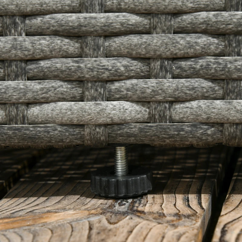 Grey 4 Seater Rattan Corner Sofa With Coffee Table and Thick Cushions