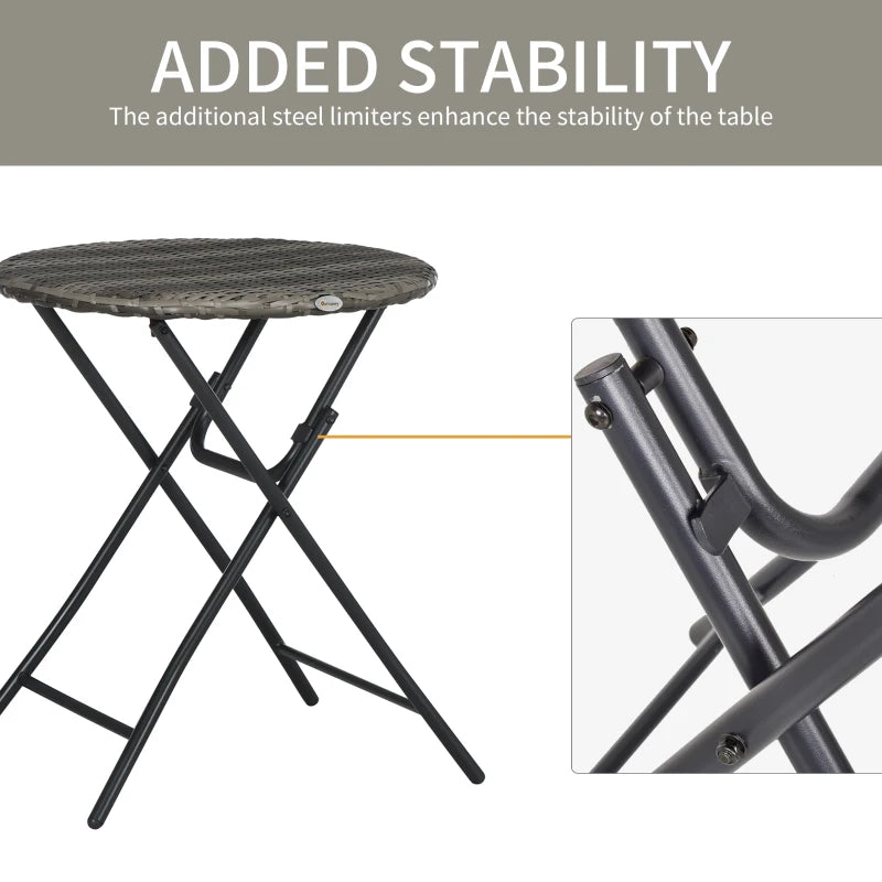 Grey Hand Woven Rattan Coffee Table and Chairs - Foldable