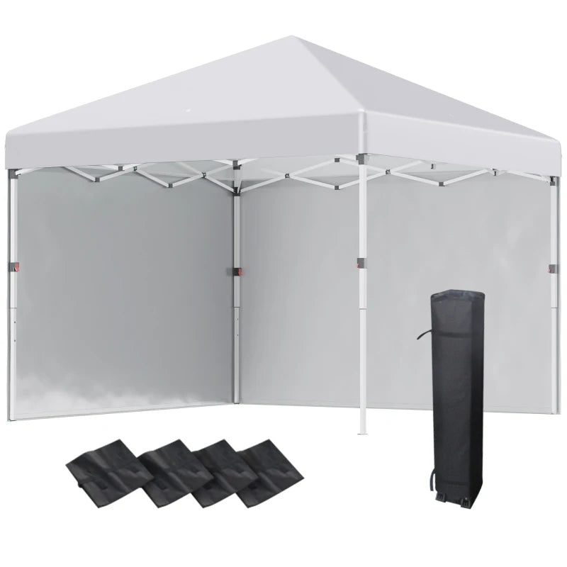 3m x 3m White Pop Up Gazebo with 2 Sidewalls
