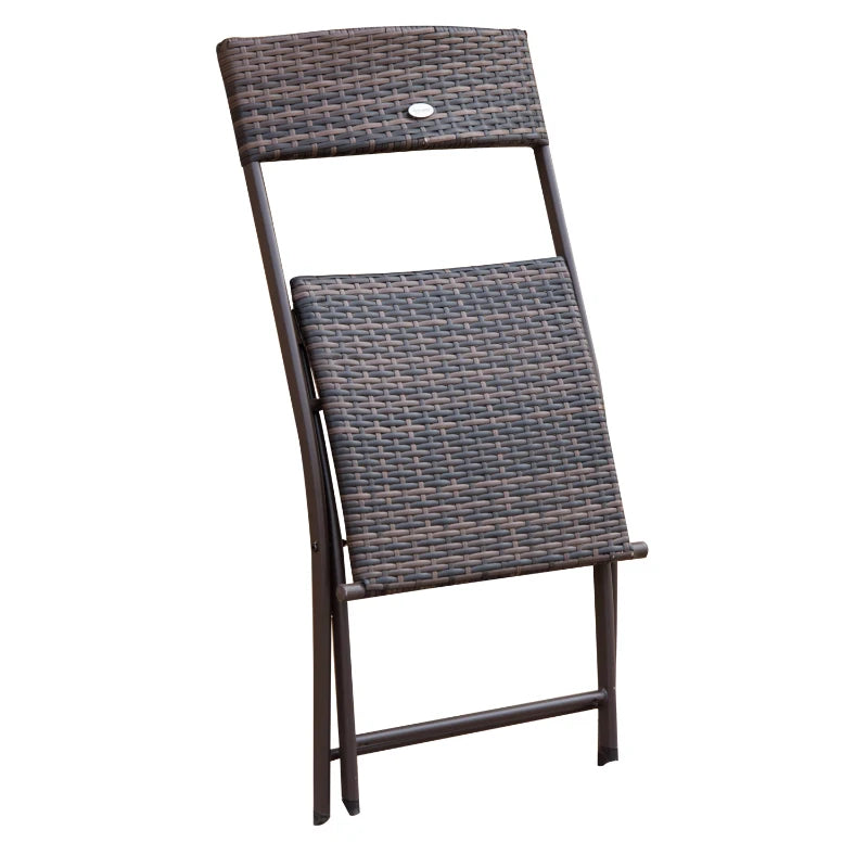 Brown 2 Seater Foldable Rattan Bistro Set
