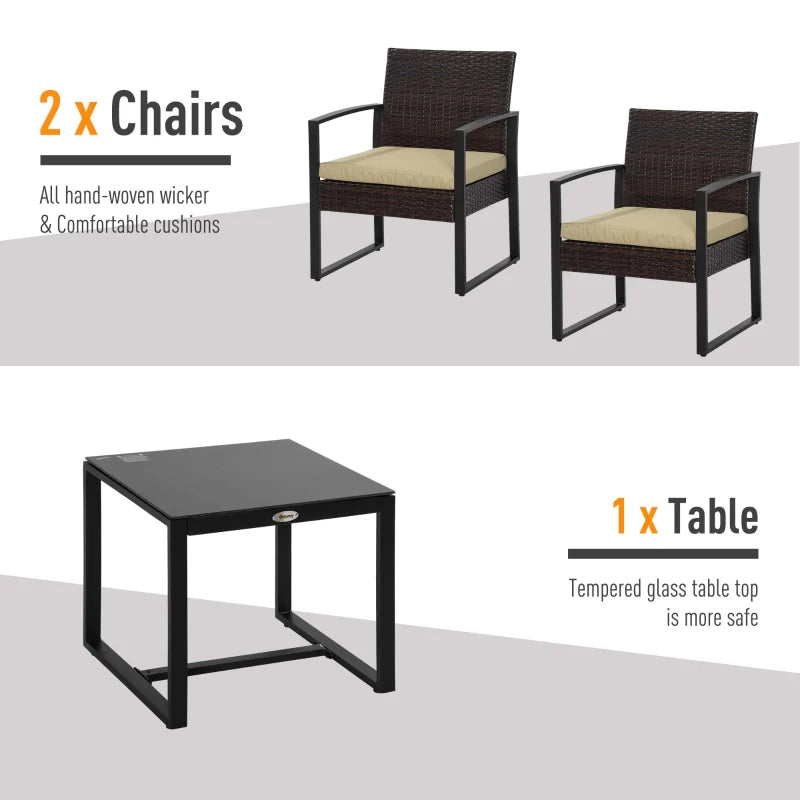 Beige Rattan Bistro Set With Coffee Table