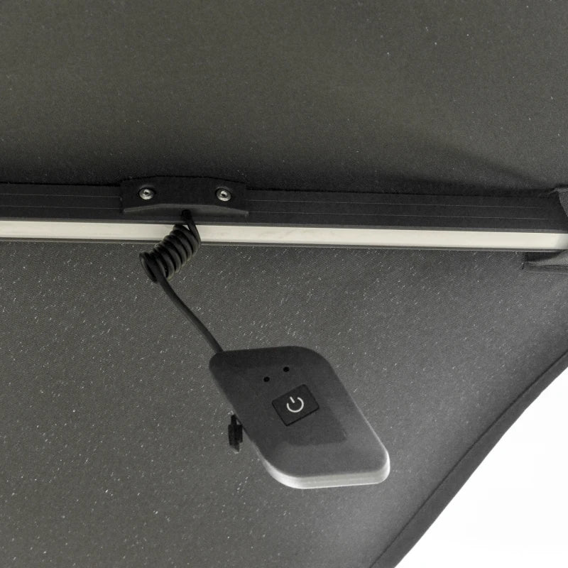 2.55H x 2.98m Dark Grey Adjustable Cantilever Parasol With LED Lights