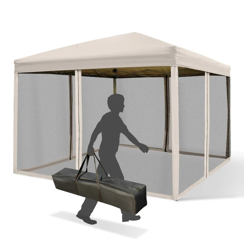 3m x 3m Pop Up Gazebo With Height Adjustable Mesh Screen House