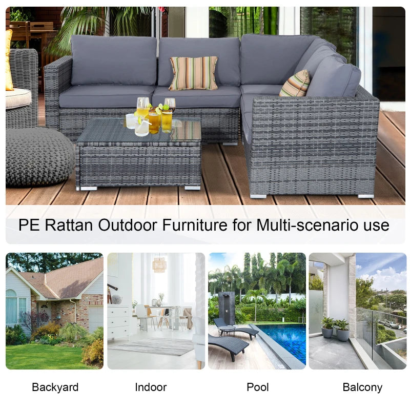 Grey 4 Piece Conservatory Dining Set With Coffee Table