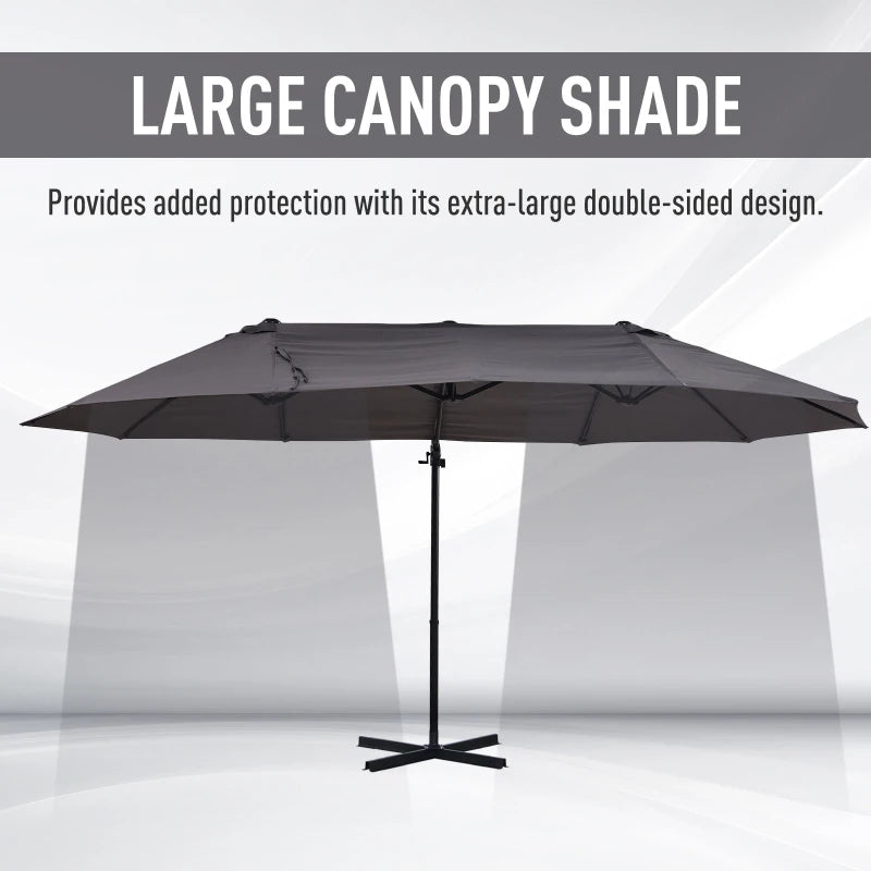 Grey 12 Rib Double Canopy With Steel Pole