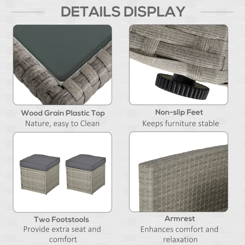 Mixed Grey Rattan Dining Set With 3 Seater Sofa