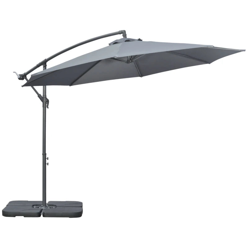 2.47H x 2.92m Dark Grey Banana Parasol With Adjustable Crank Handle
