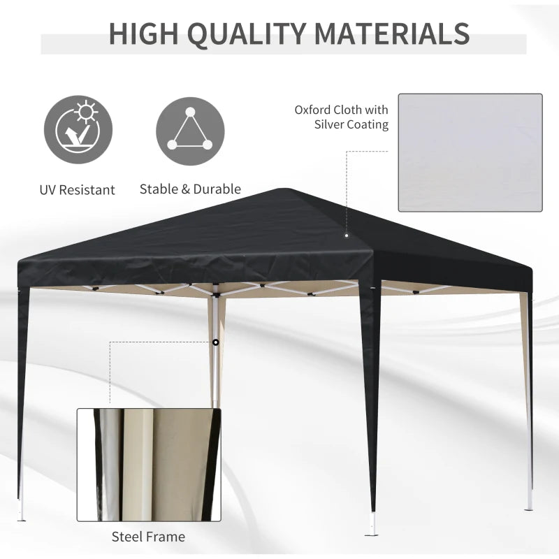 Black 3m x 3m Pop Up Gazebo