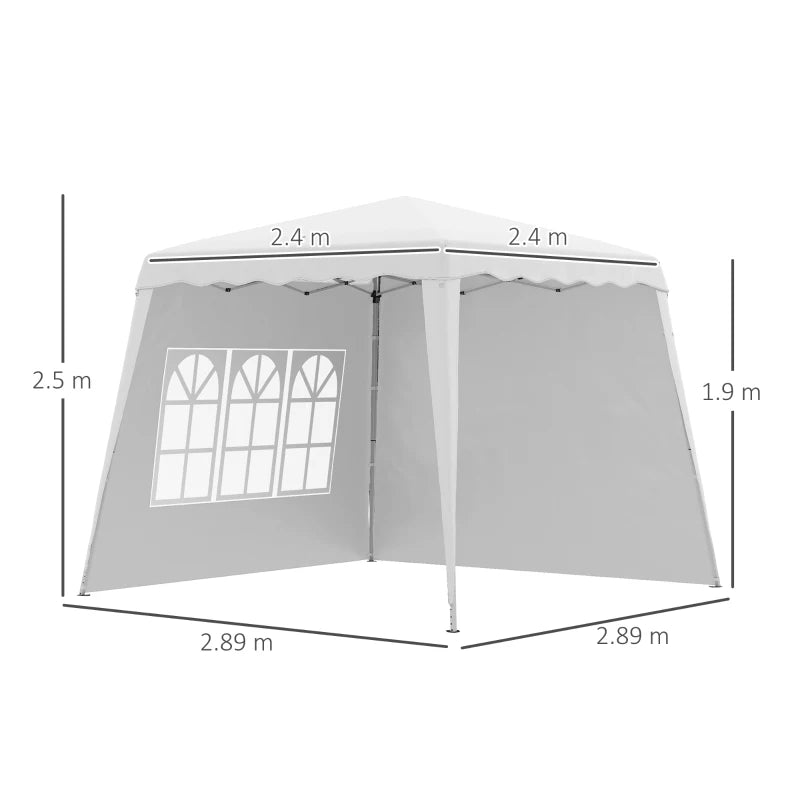 Pop Up Gazebo with 2 Sides, Slant Legs and Carry Bag