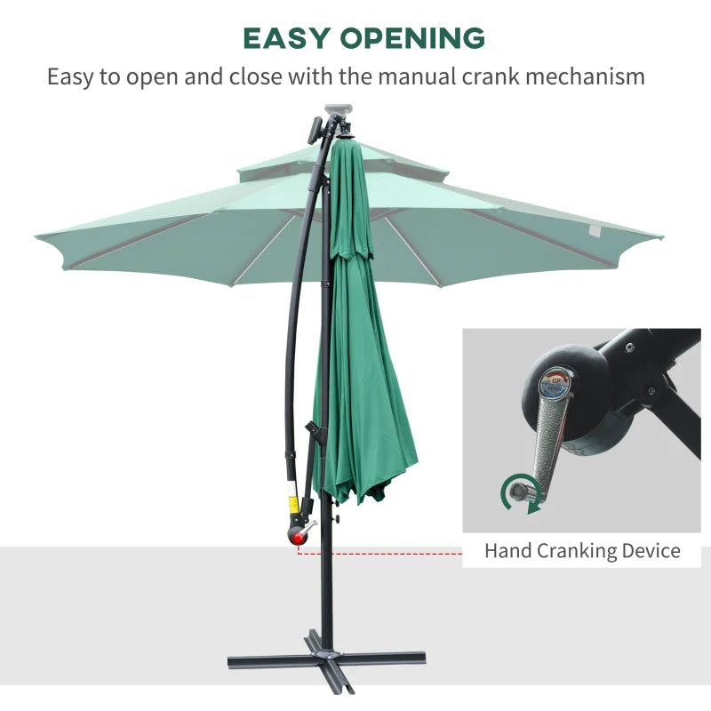 Green 2.3H x 3m Hanging Umbrella with Double Roof