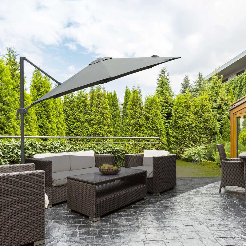 2.95H x 2.5m Dark Grey 360° Adjustable Cantilever Parasol