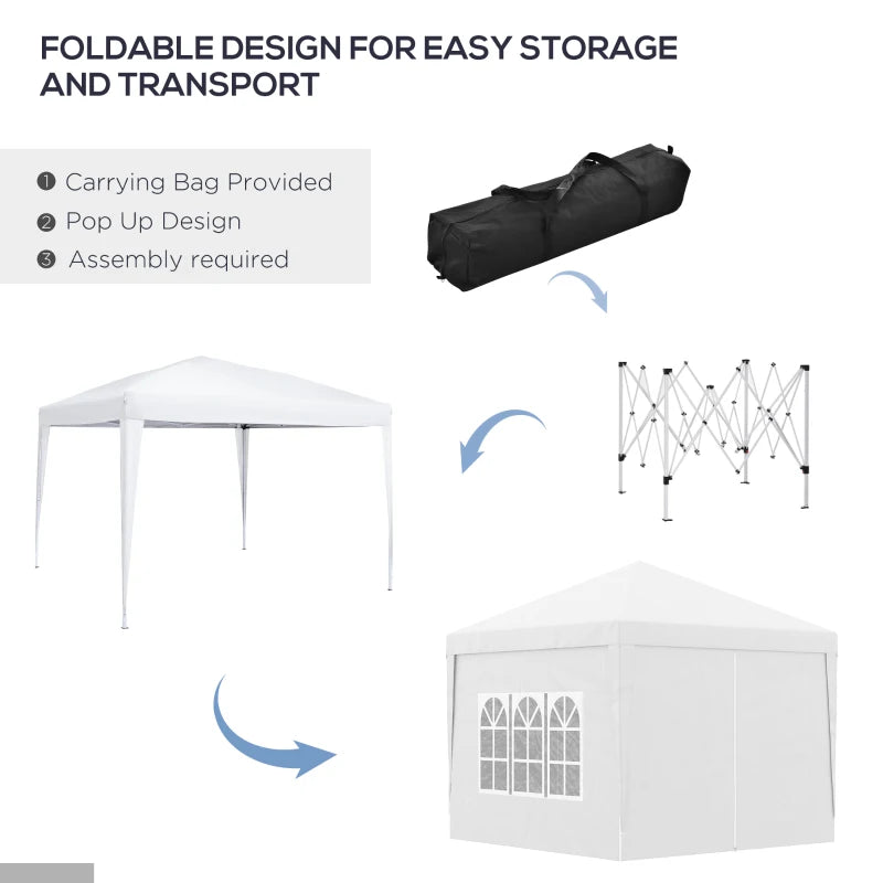3m x 3m White Pop Up Gazebo