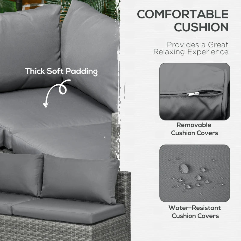 Grey 4 Seater Corner Sofa Set with Coffee Table