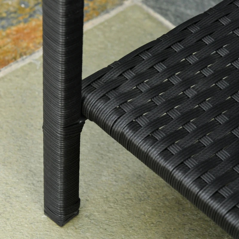 Black Rattan Bistro Set With Pillows