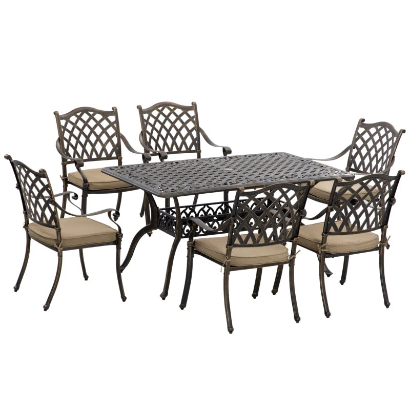 Bronze 7 Piece Cast Aluminium Patio Furniture Set