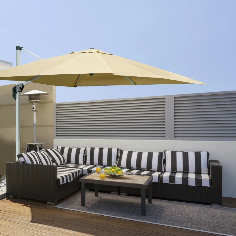 3m x 3m Khaki Cantilever Roma Parasol