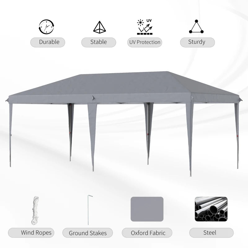 3m x 6m Grey Pop Up Gazebo With Carrying Bag