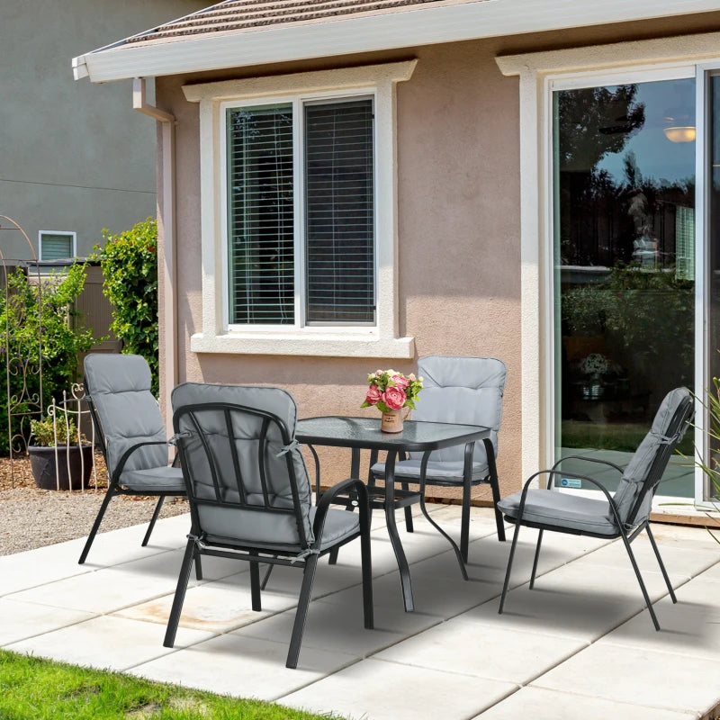 Black 5 Piece Outdoor Square Dining Set
