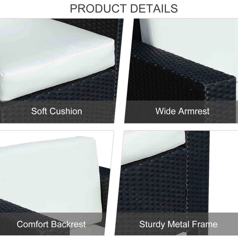 Black Single Seater Rattan Armchair with Armrests