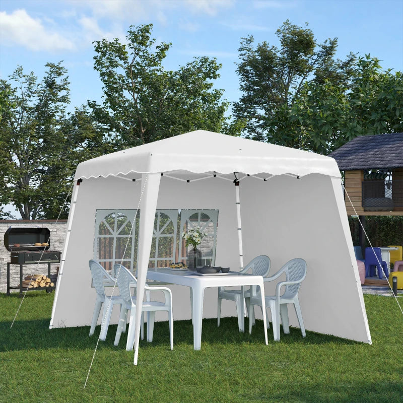 Pop Up Gazebo with 2 Sides, Slant Legs and Carry Bag