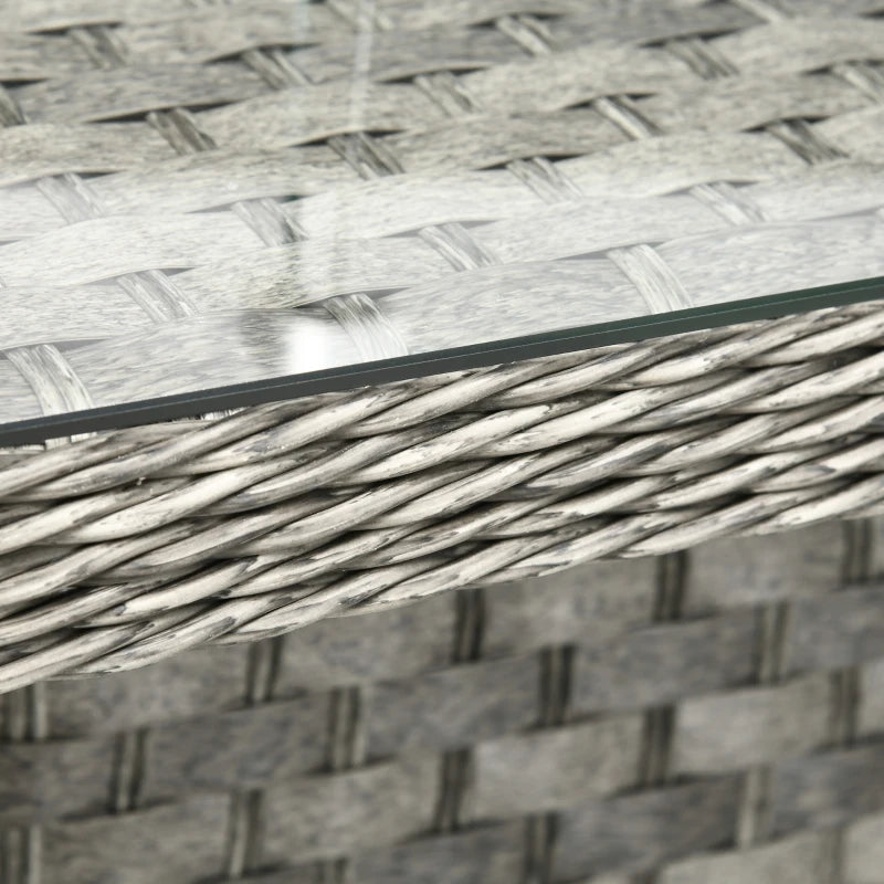 6 Seater Rattan Sofa With Fire Table - Grey