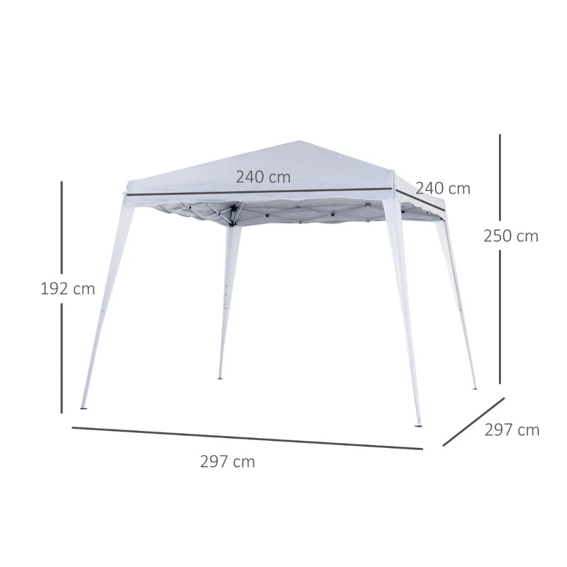 White 3m x 3m Slant Leg Pop Up Gazebo With Carry Bag