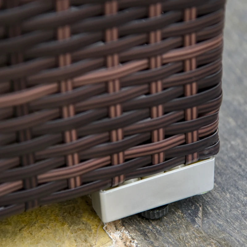 Brown L-Shaped 3 Seater Sofa With Beige Cushions and Glass Top Coffee Table