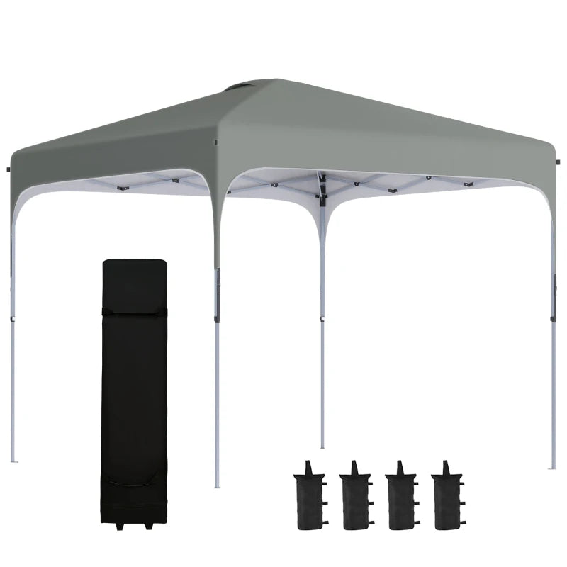3m x 3m Dark Grey Pop Up Gazebo with Wheels and 4 Leg Weight Bags - Height Adjustable