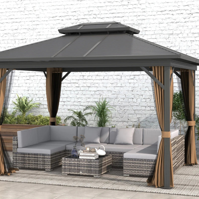 7 Piece PE Rattan Garden Furniture Set with Thick Padded Cushions