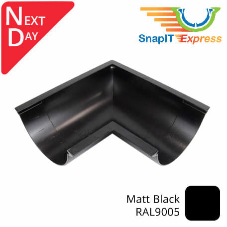 125mm (5") SnapIT Express Aluminium Half Round 90 Degree Gutter Angle - RAL 9005M Matt Black