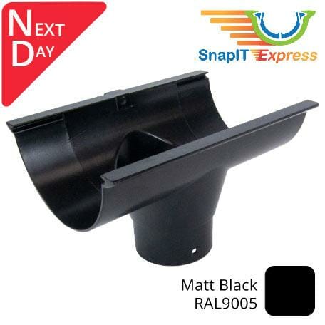 115mm (4.5") SnapIT Express Aluminium Half Round 76mm Outlet - RAL 9005M Matt Black