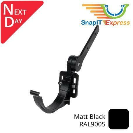 125mm (5") SnapIT Express Aluminium Half Round Side Fix Rafter Bracket - RAL 9005M Matt Black