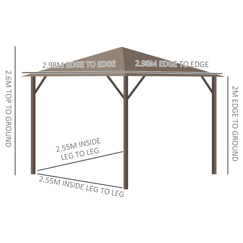AluShade Oasis 3x3M: Garden Sanctuary with Metal Canopy & Deluxe Drapery - Brown - Trade Warehouse