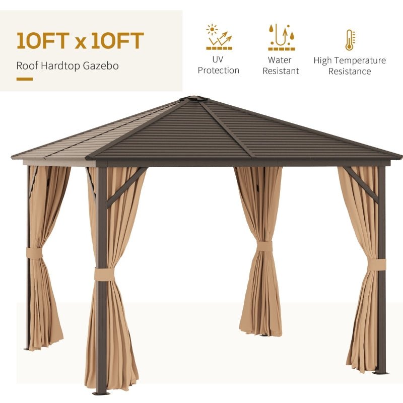 AluShade Oasis 3x3M: Garden Sanctuary with Metal Canopy & Deluxe Drapery - Brown - Trade Warehouse