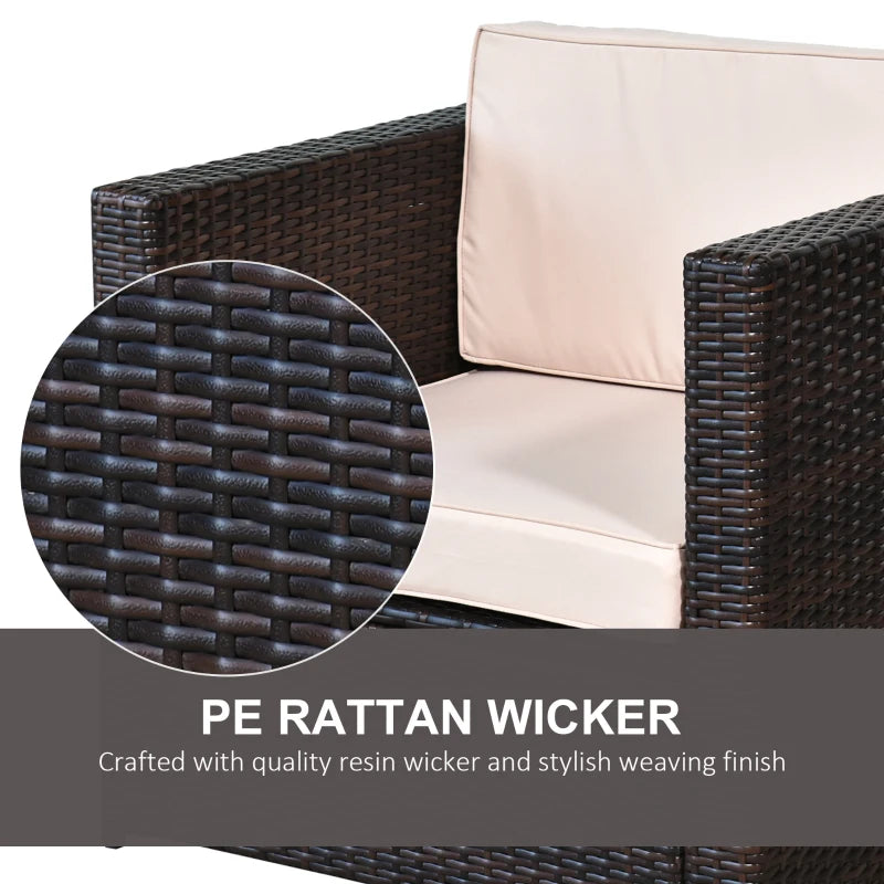 Brown 2-Seater Rattan Chair Set With Steel Frame