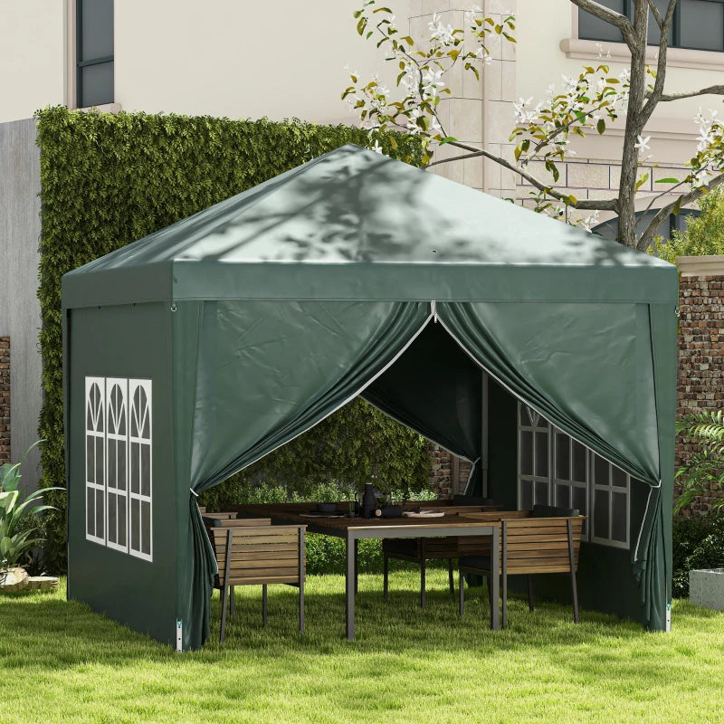 3m x 3m Pop Up Gazebo - Green - With Free Carry Bag