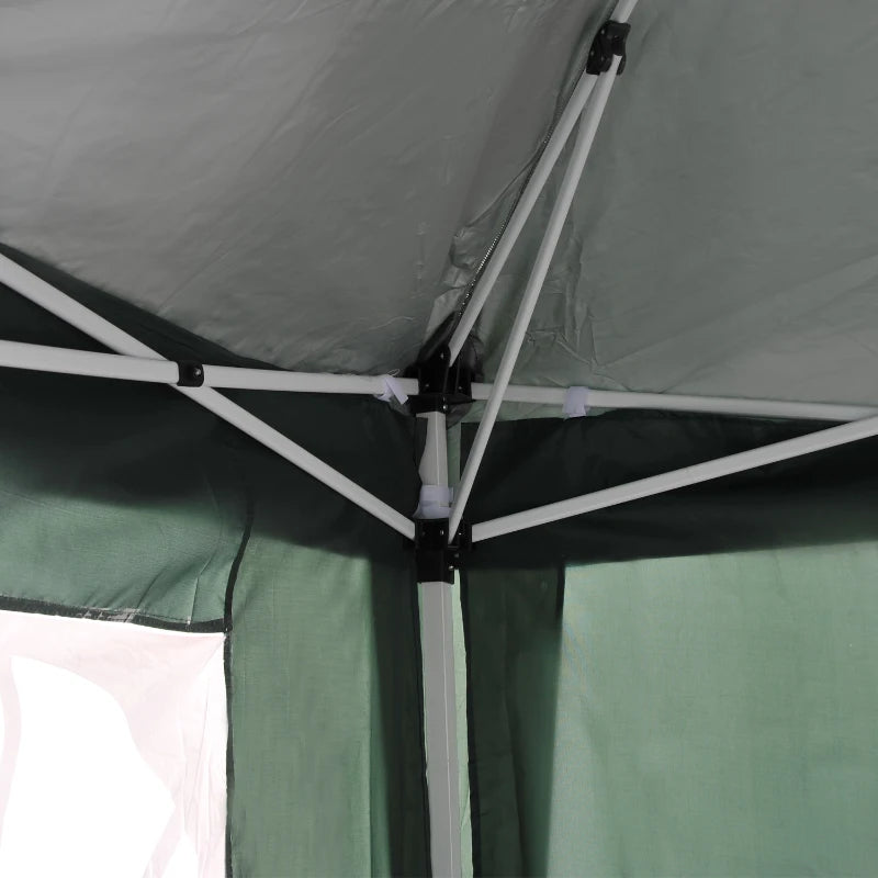 Green 2m x 2m Pop Up Gazebo With 2 Walls 2 Windows